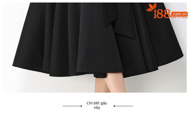 Váy chữ A không tay thêu nơ đính đá thắt eo thanh lịch dự tiệc — màu đen, màu hồng đậm, màu trắng, màu đỏ chi tiết 16