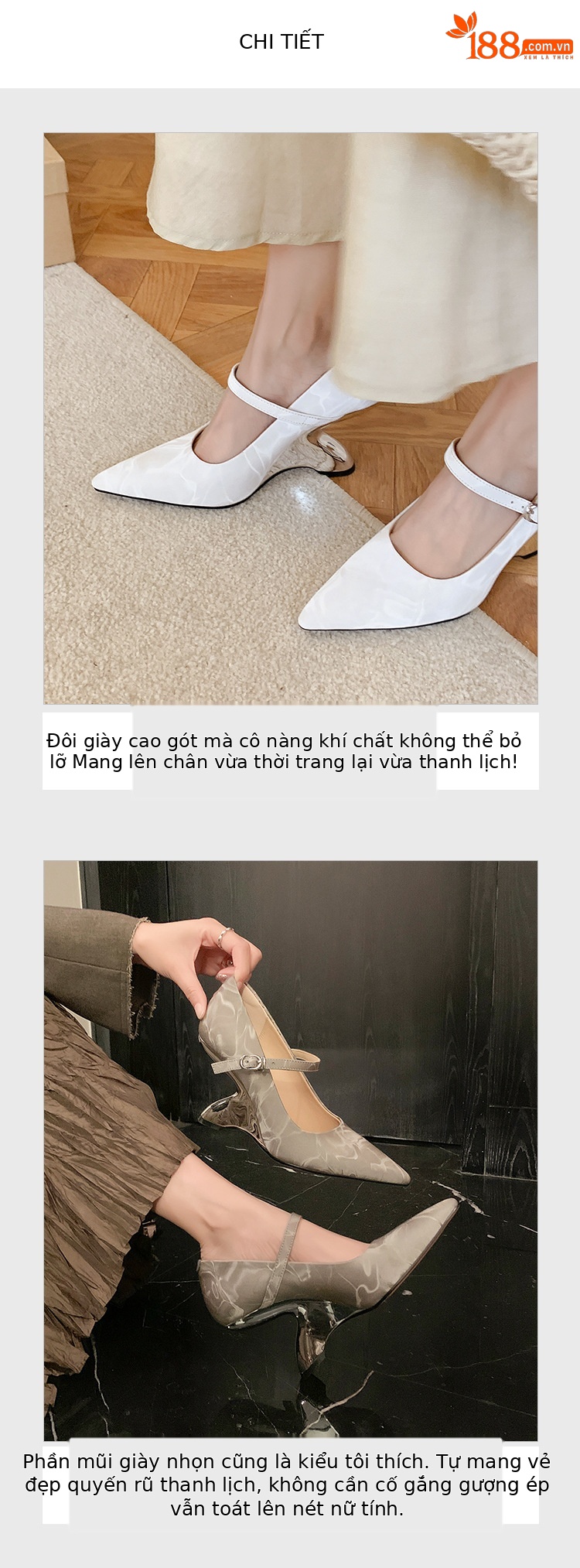Giày cao gót nữ mũi nhọn quai ngang gót 8 cm kiểu dáng ấn tượng — màu đen chi tiết 6
