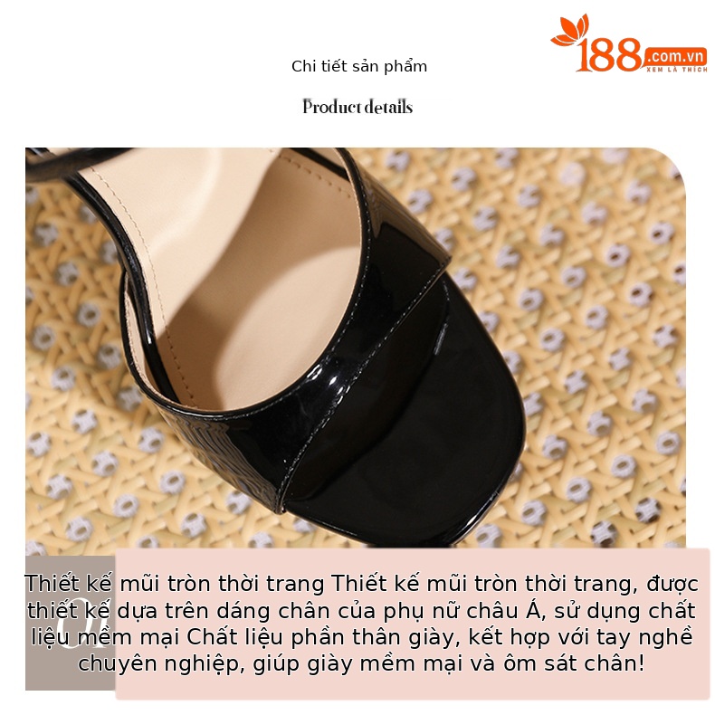 Sandal cao gót nữ quai ngang hở mũi gót nhọn 14 cm đế xuồng — Hồng nude-14cm chi tiết 3