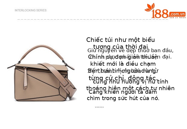 Túi đeo chéo nữ dáng gối hình học phong cách puzzle, thiết kế đa năng đeo vai hoặc xách tay — Màu kaki lớn 24cm, Kích thước lớn màu nâu 24cm, Kích thước lớn màu đen 24cm, Trắng cộng 24cm chi tiết 3