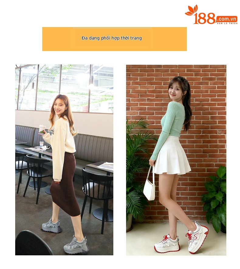 Giày sneaker nữ đế dày phong cách retro cổ điển — 5028 da tím, 5028 da vàng, 5028 da xám, 5028 da đỏ chi tiết 6