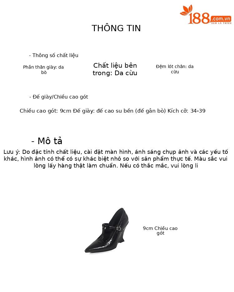 Giày Mary Jane nữ mũi nhọn quai chữ T đế xuồng cao gót phong cách cổ điển — màu đen, màu mơ, màu đỏ chi tiết 4