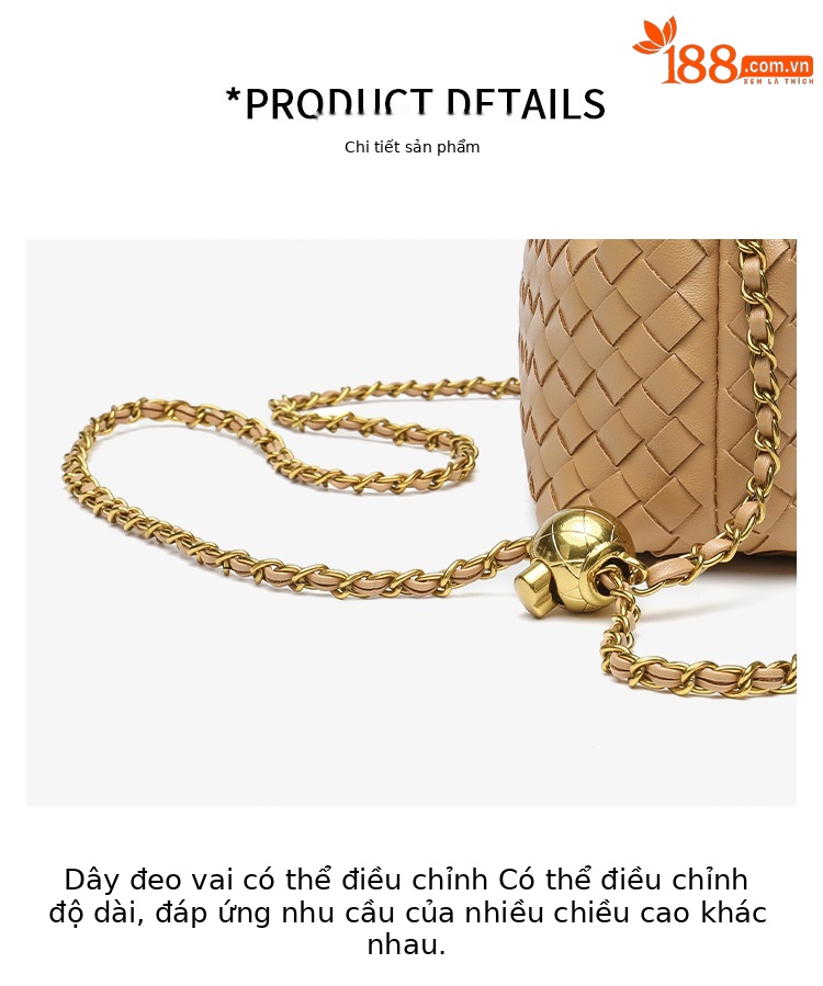 Túi đeo chéo nữ dây xích thiết kế dệt mây hình đám mây phong cách đơn giản thời trang chi tiết 8