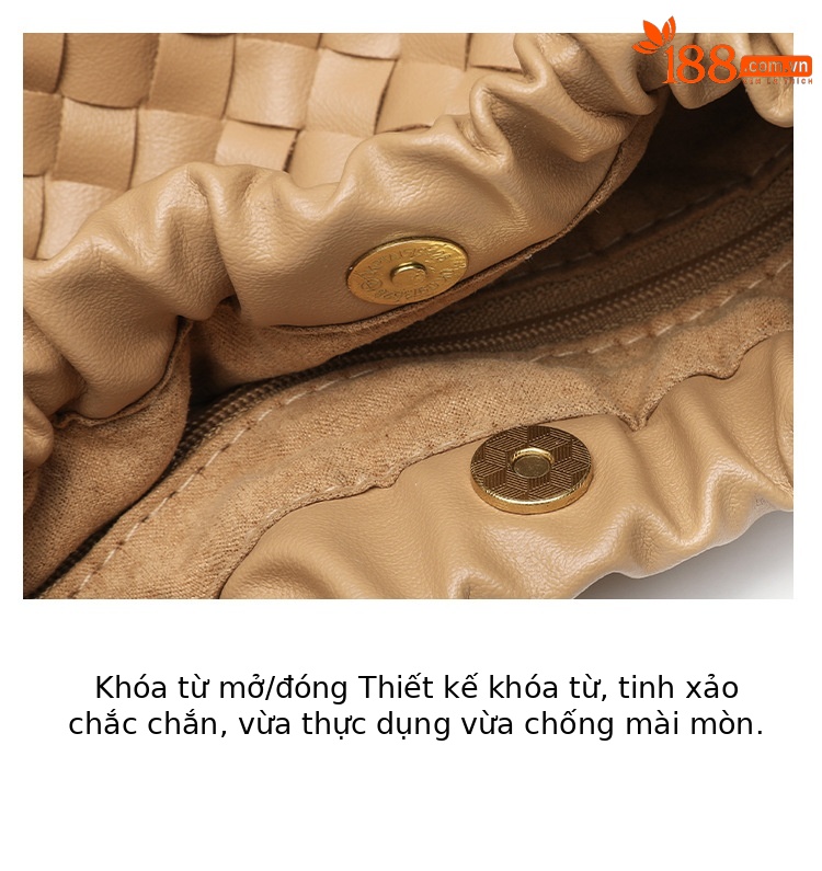 Túi đeo chéo nữ dây xích thiết kế dệt mây hình đám mây phong cách đơn giản thời trang chi tiết 10