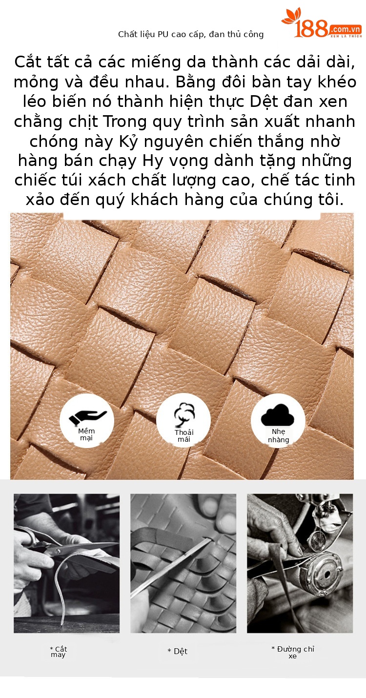 Túi đeo chéo nữ dây xích thiết kế dệt mây hình đám mây phong cách đơn giản thời trang chi tiết 7