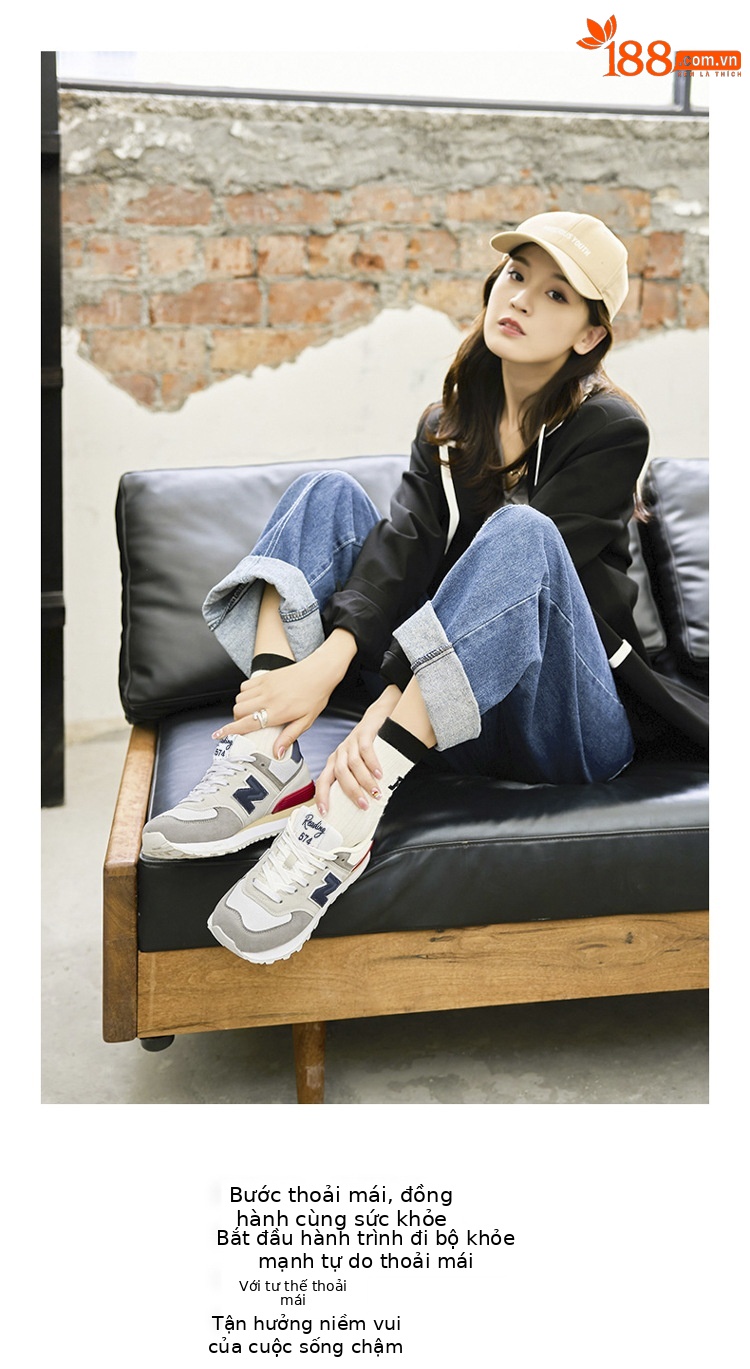 Giày sneaker nam phong cách Balance 574 cổ điển, đế êm thoáng khí — 574 Xanh Hải Quân chi tiết 7