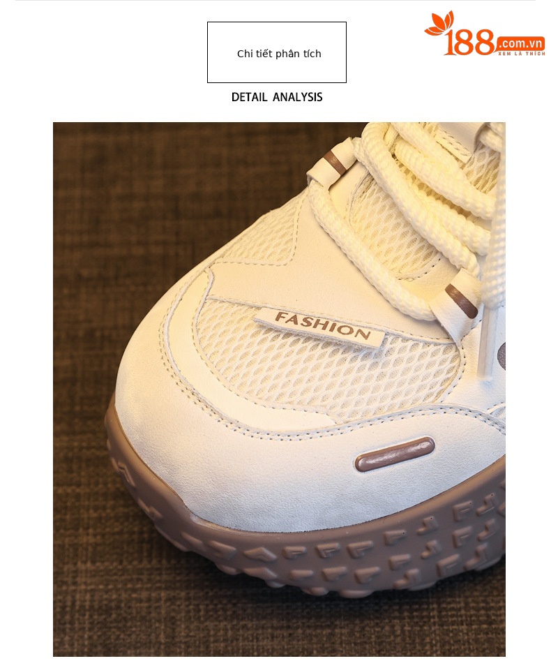 Giày sneaker nữ đế dày tăng chiều cao lưới thoáng khí phong cách thể thao — màu be chi tiết 6