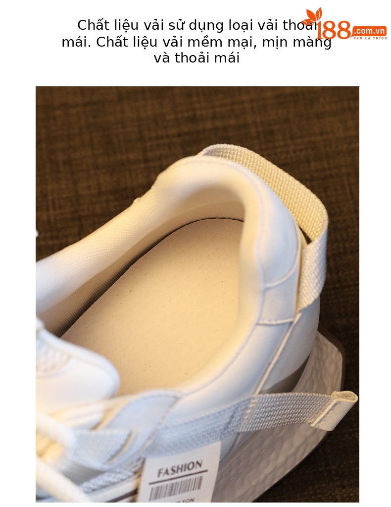 Giày sneaker nữ đế dày tăng chiều cao lưới thoáng khí phong cách thể thao — màu be chi tiết 7