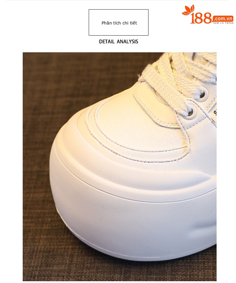 Giày sneaker nữ đế dày tăng chiều cao, mũi đầu to phong cách thể thao — ngọc trai trắng chi tiết 7