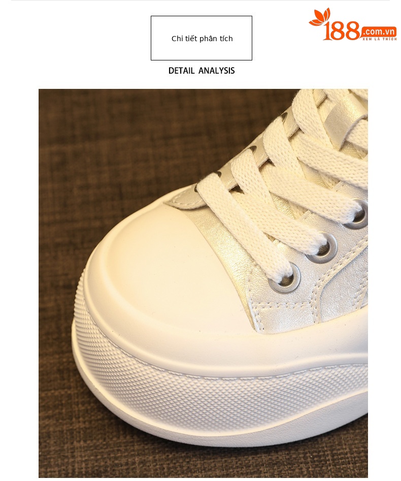 Giày sneaker nữ đế dày tăng chiều cao phong cách Hàn Quốc, đế xốp mềm thoải mái — Xám ngọc trai chi tiết 5