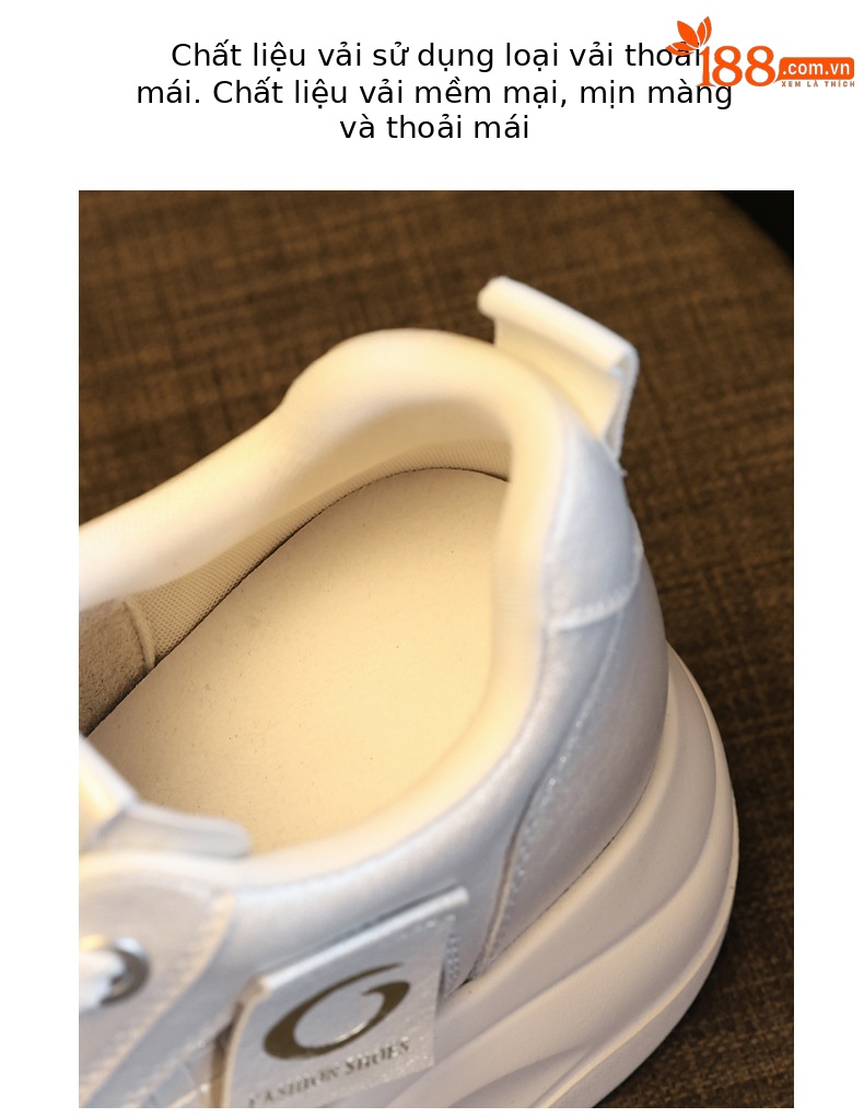 Giày sneaker nữ đế dày tăng chiều cao phong cách Hàn Quốc, đế xốp mềm thoải mái — Xám ngọc trai chi tiết 6