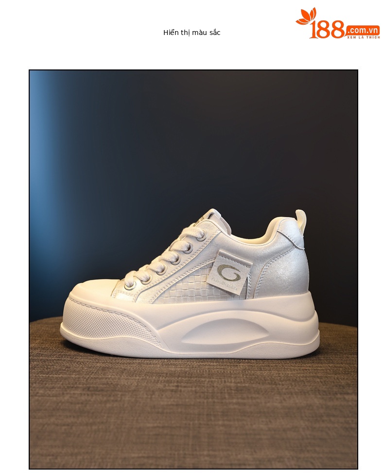 Giày sneaker nữ đế dày tăng chiều cao phong cách Hàn Quốc, đế xốp mềm thoải mái — Xám ngọc trai chi tiết 12