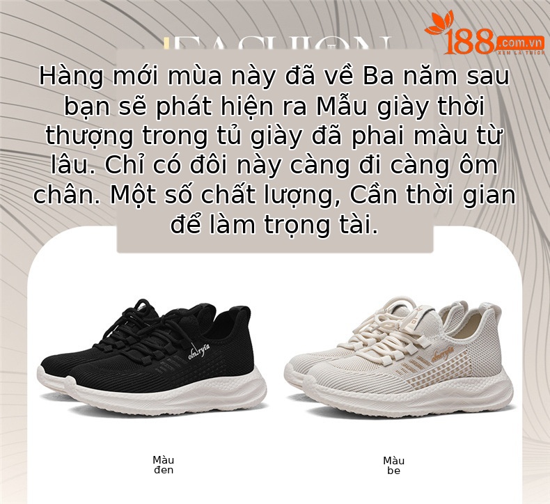 Giày sneaker nữ dệt kim lưới thoáng khí đế mềm đi bộ chạy bộ du lịch — 6045 Màu be, 6045 Da đen chi tiết 1