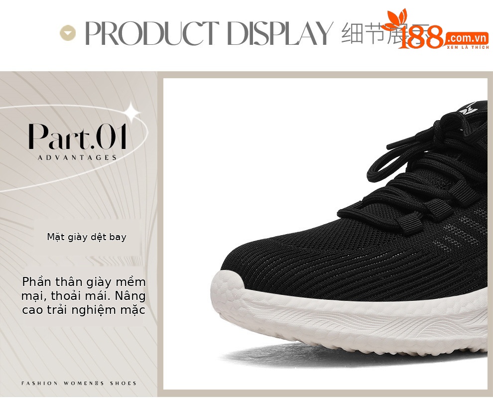 Giày sneaker nữ dệt kim lưới thoáng khí đế mềm đi bộ chạy bộ du lịch — 6045 Màu be, 6045 Da đen chi tiết 23