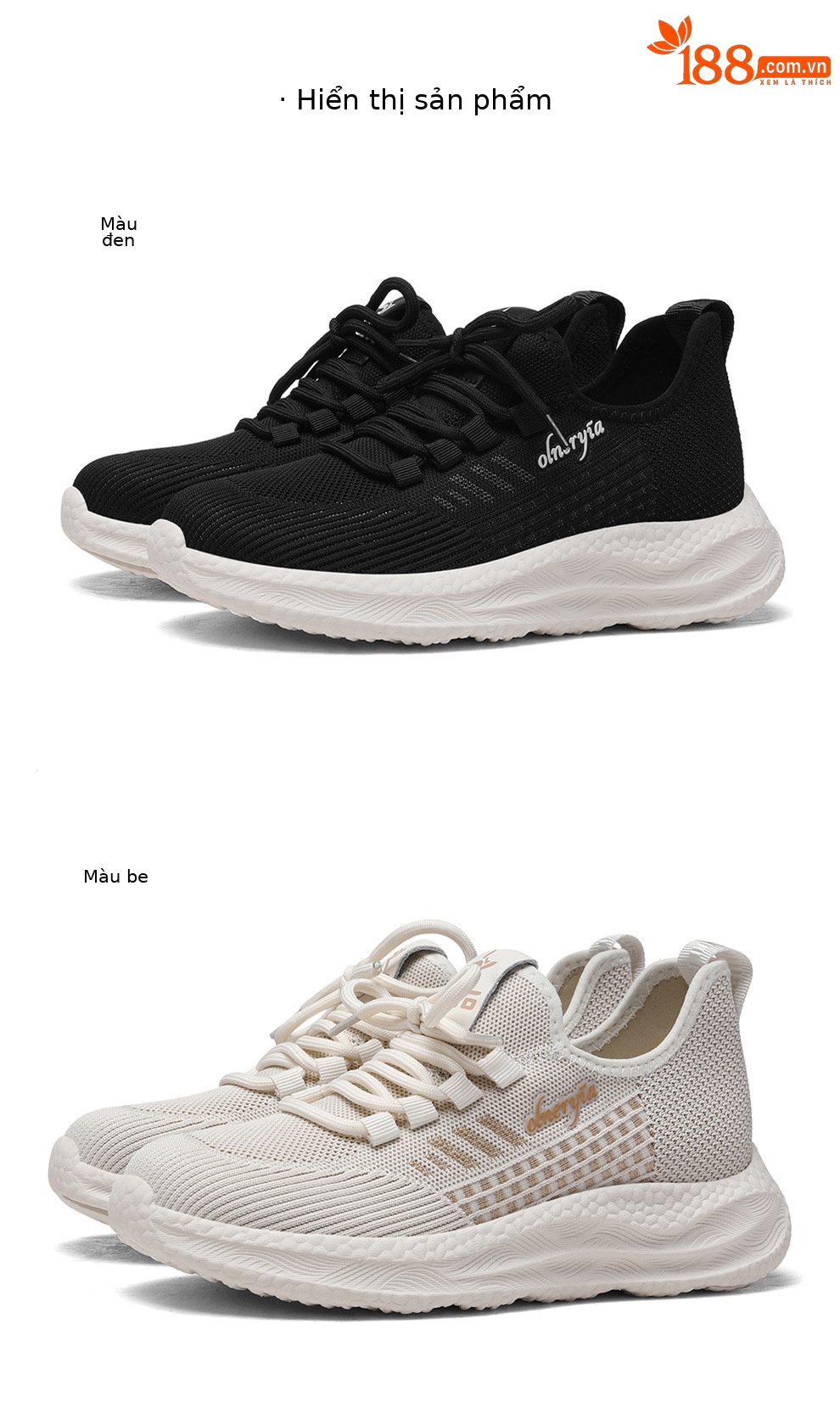 Giày sneaker nữ dệt kim lưới thoáng khí đế mềm đi bộ chạy bộ du lịch — 6045 Màu be, 6045 Da đen chi tiết 24