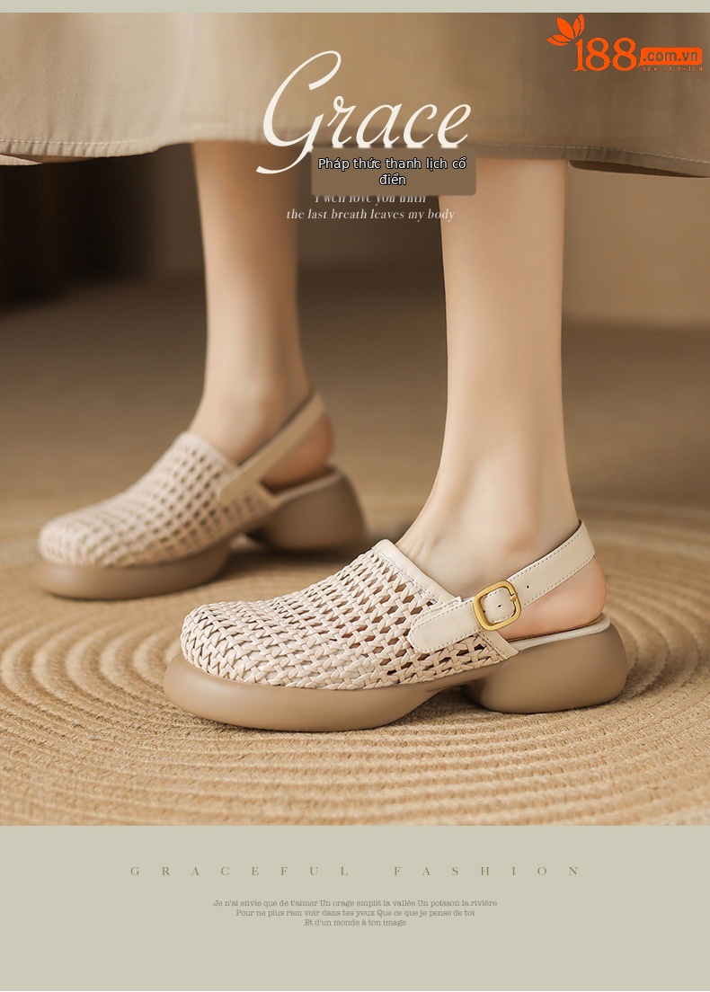 Sandal cao gót nữ đế dày gót vuông mũi hở phong cách La Mã — đen chi tiết 1