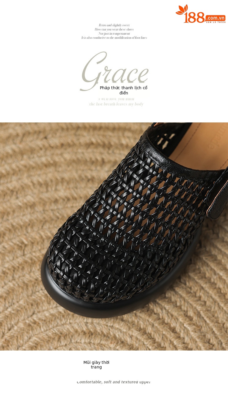 Sandal cao gót nữ đế dày gót vuông mũi hở phong cách La Mã — đen chi tiết 19