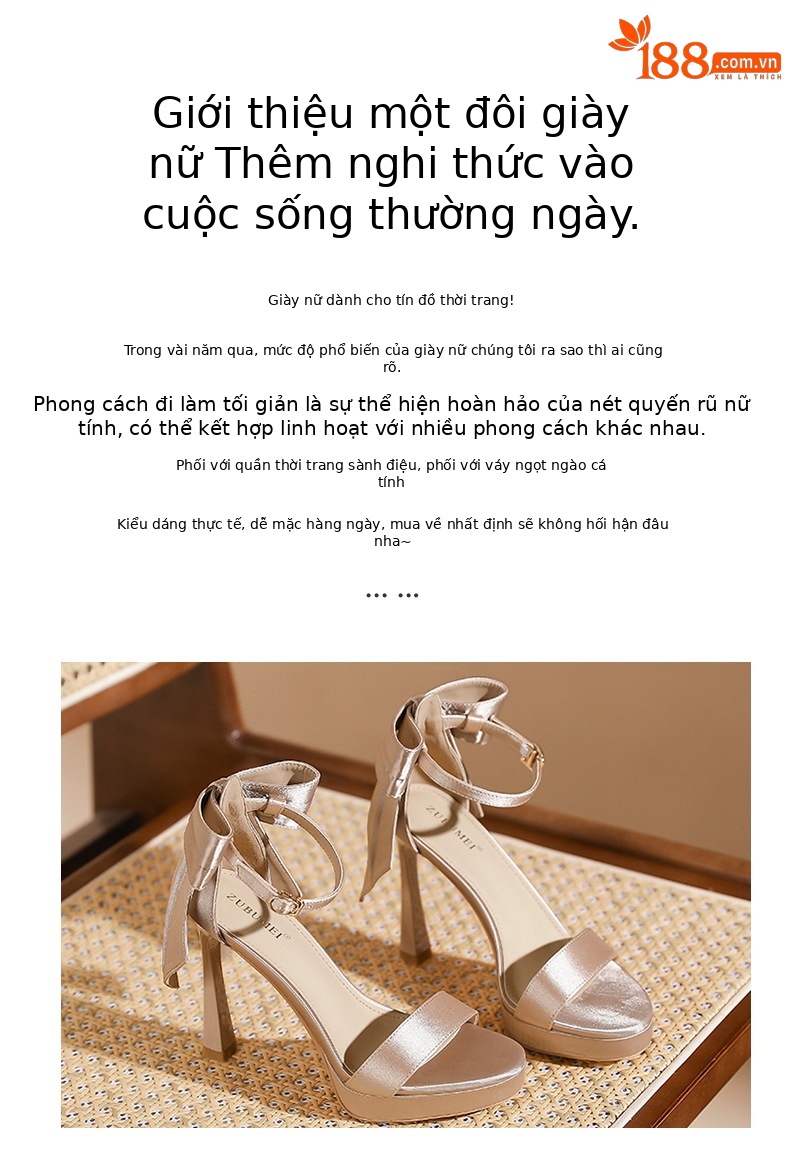 Sandal cao gót nữ quai ngang mũi tròn, đế platform, gót nhọn 9 cm — màu đen chi tiết 2