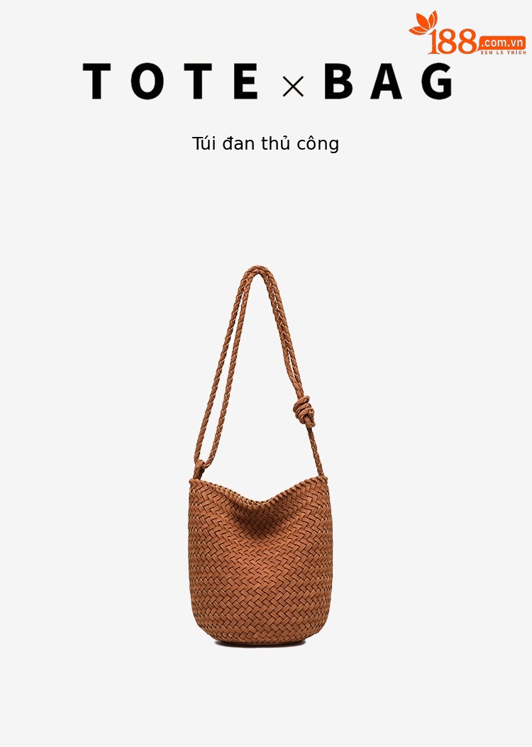 Túi bucket nữ da lộn nhung dệt tay phong cách vintage, quai đeo chéo và xách tay tiện lợi chi tiết 1