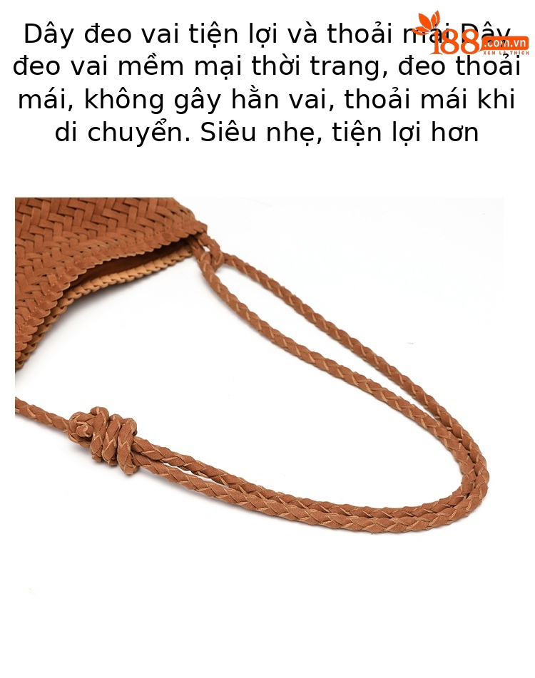 Túi bucket nữ da lộn nhung dệt tay phong cách vintage, quai đeo chéo và xách tay tiện lợi chi tiết 7
