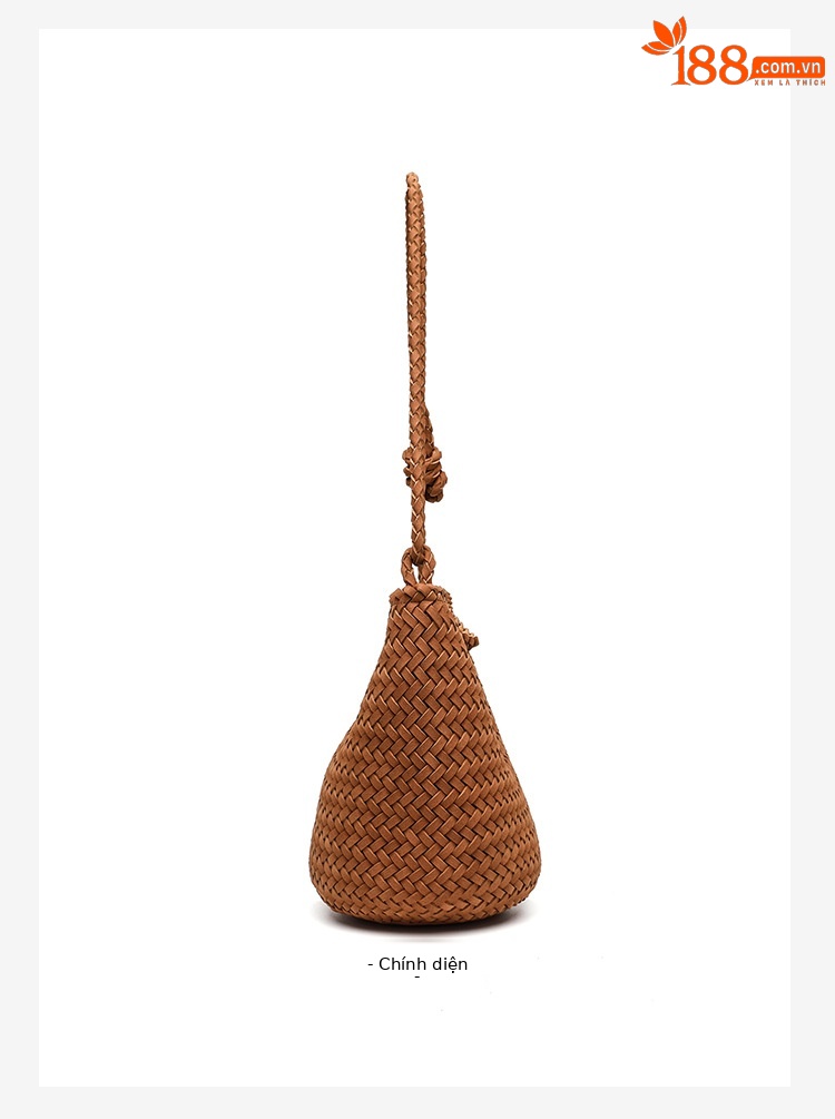 Túi bucket nữ da lộn nhung dệt tay phong cách vintage, quai đeo chéo và xách tay tiện lợi chi tiết 14