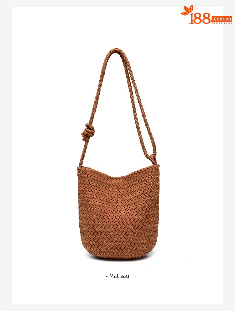 Túi bucket nữ da lộn nhung dệt tay phong cách vintage, quai đeo chéo và xách tay tiện lợi chi tiết 15
