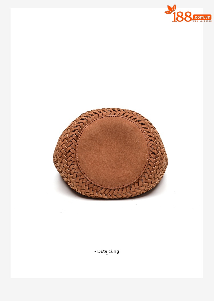 Túi bucket nữ da lộn nhung dệt tay phong cách vintage, quai đeo chéo và xách tay tiện lợi chi tiết 16