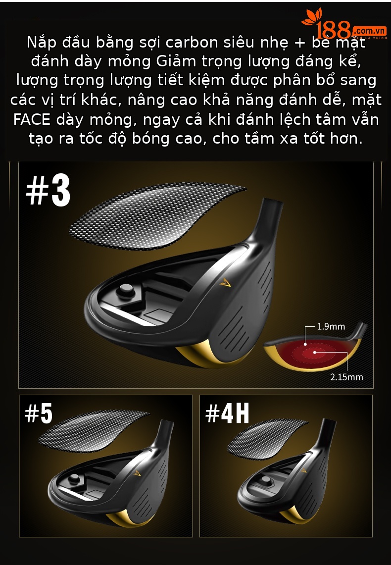 Bộ gậy golf carbon PGM phiên bản giới hạn đen vàng 13 gậy cao cấp kèm túi MTG088 — 【Thân carbon cấp R】13 gậy + túi golf MTG088, 【Thân carbon cấp SR】13 gậy + túi golf MTG088, 【Thân carbon cấp S】13 gậy + túi golf MTG088, 【Thân thép 950 cấp R】13 gậy + túi golf MTG088 chi tiết 7