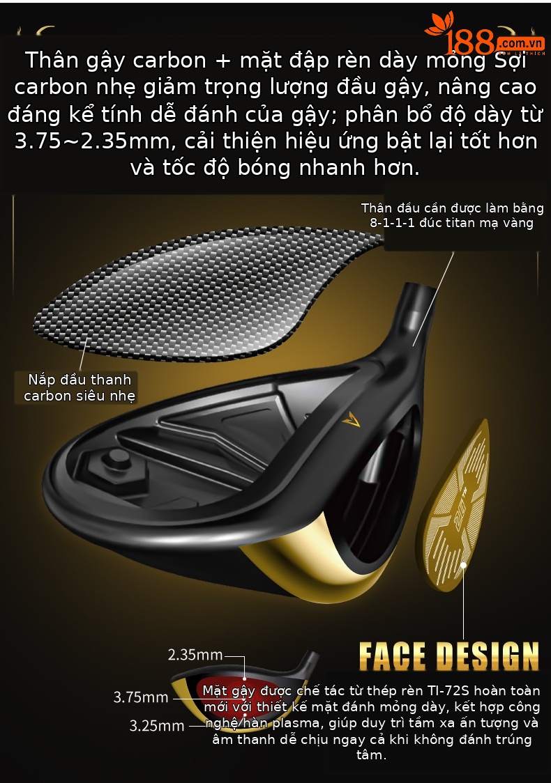 【Thân carbon cấp S】13 gậy + túi golf MTG088