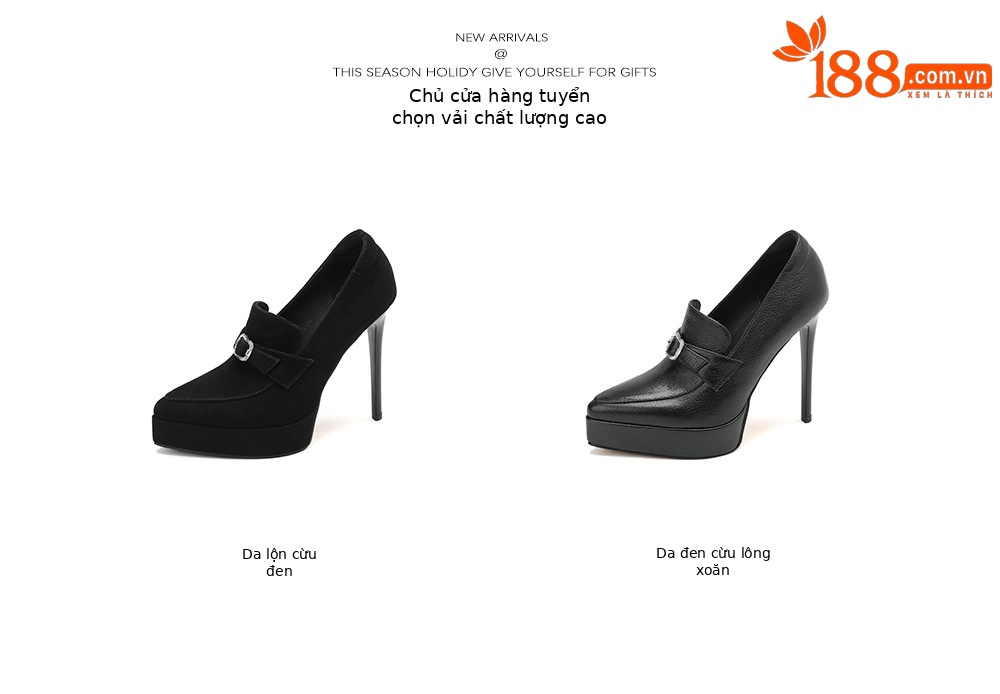 Giày cao gót nữ mũi nhọn gót siêu cao 12 cm đế dày da thật — Đen mờ, Da đen chi tiết 5