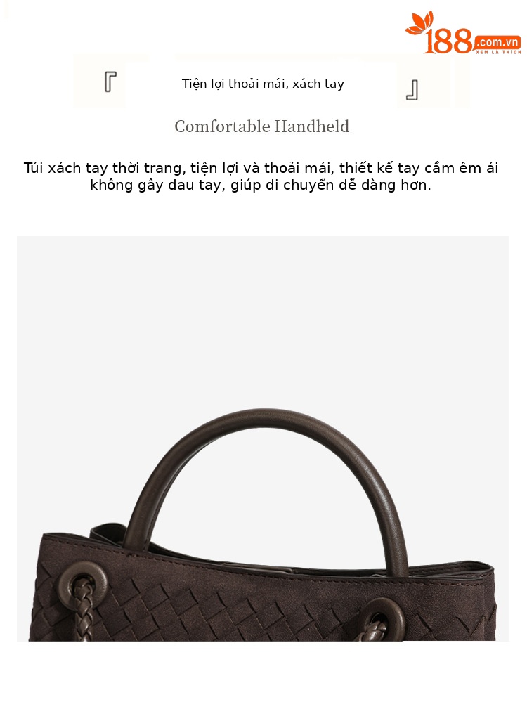 Túi tote nữ da lộn dệt vintage phong cách cao cấp, quai xách tay và đeo chéo chi tiết 11
