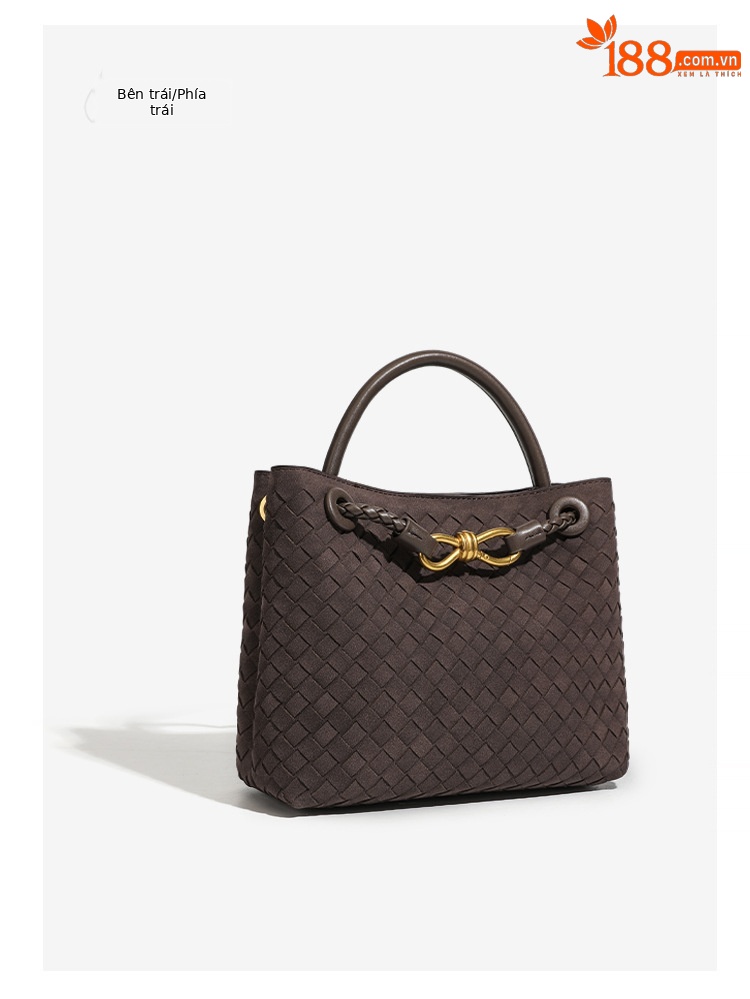 Túi tote nữ da lộn dệt vintage phong cách cao cấp, quai xách tay và đeo chéo chi tiết 18