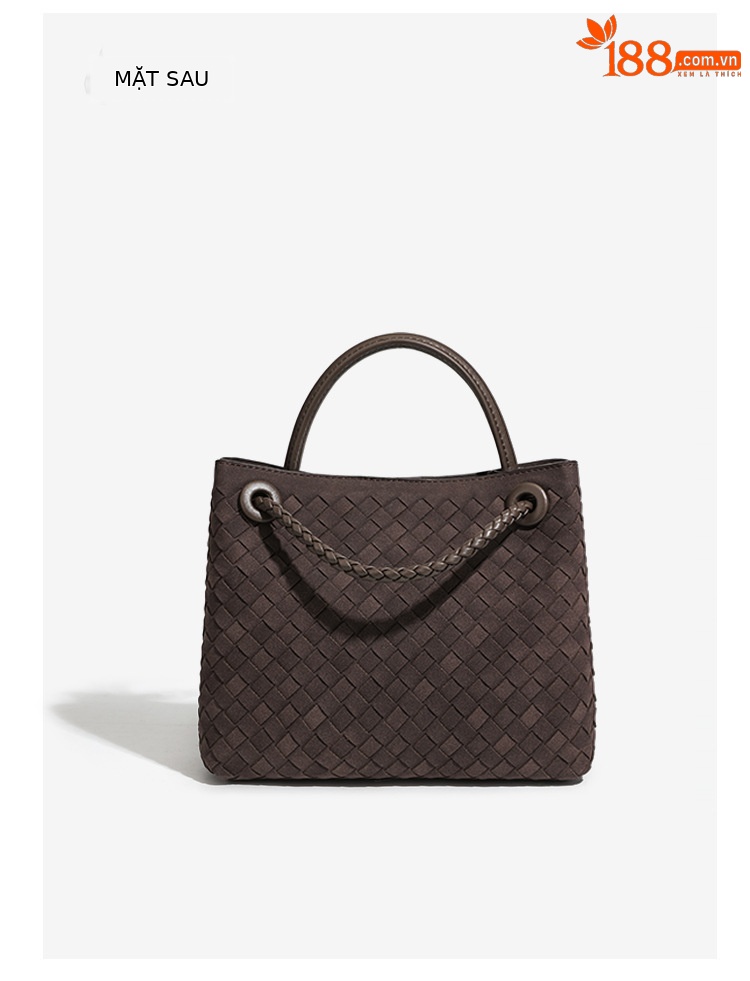Túi tote nữ da lộn dệt vintage phong cách cao cấp, quai xách tay và đeo chéo chi tiết 21