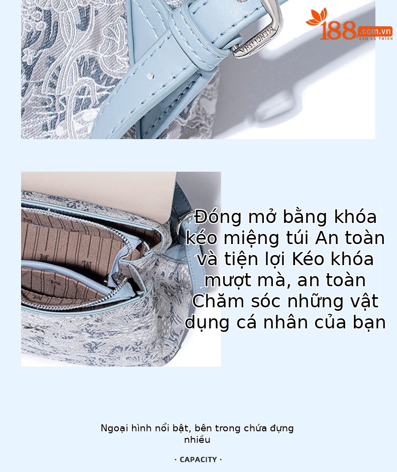 Túi đeo chéo nữ dây xích thiết kế đôi vai thời trang, dung tích lớn đi làm hằng ngày chi tiết 7