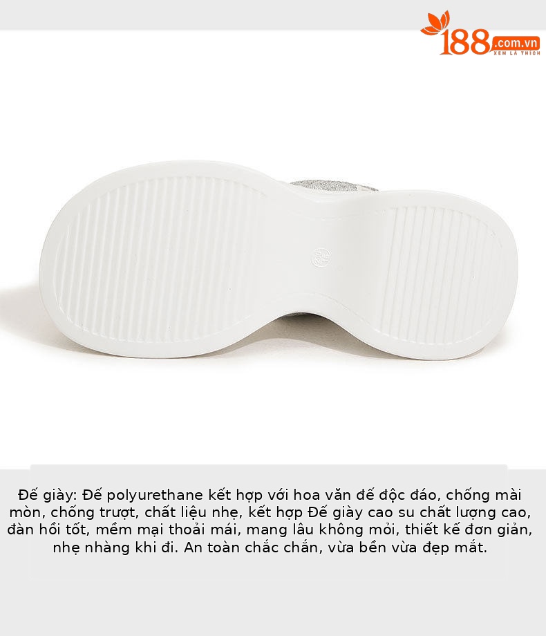 Sandal cao gót nữ đính đá rhinestone đế xuồng 8 cm — Trắng, Xanh, Đen chi tiết 7