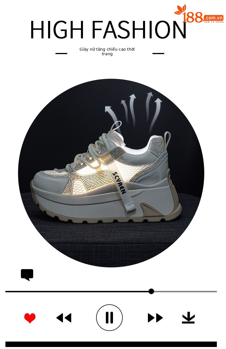 Giày sneaker nữ đế dày phong cách cổ điển phối lưới và da — Vàng lưới 5027-1, Đỏ da 5027, Xám lưới 5027-1, Đỏ lưới 5027-1 chi tiết 5