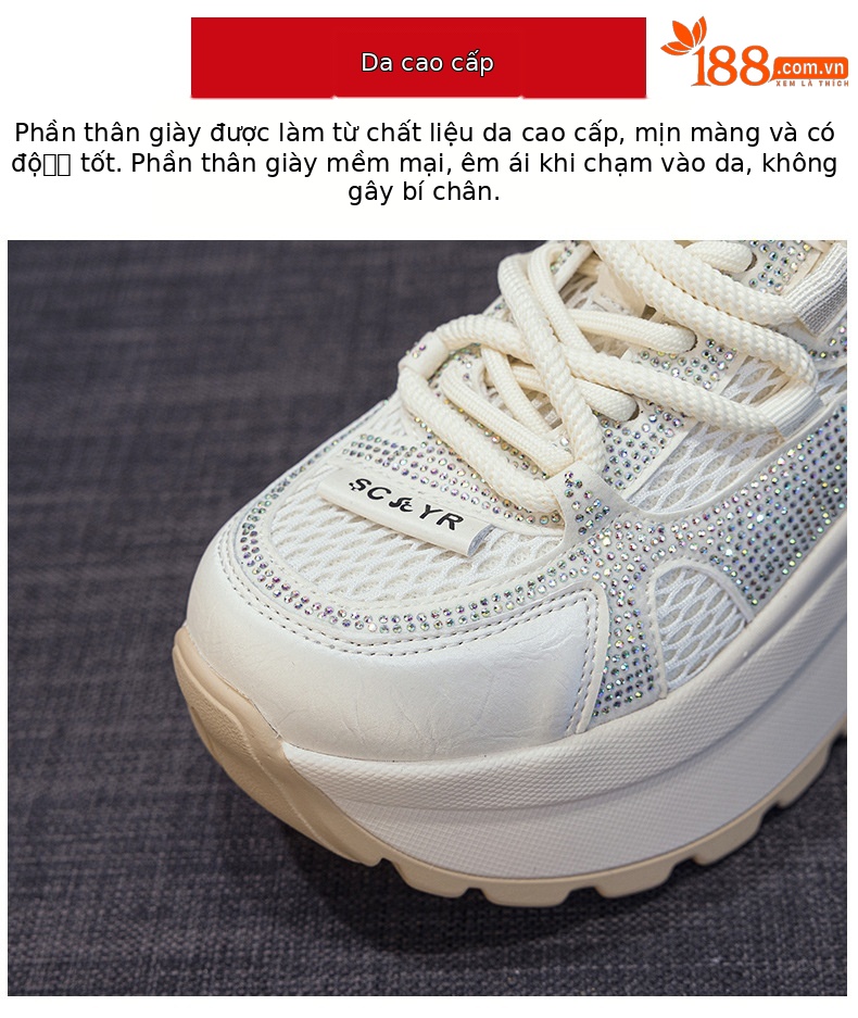 Giày sneaker nữ đế dày phong cách cổ điển phối lưới và da — Vàng lưới 5027-1, Đỏ da 5027, Xám lưới 5027-1, Đỏ lưới 5027-1 chi tiết 7