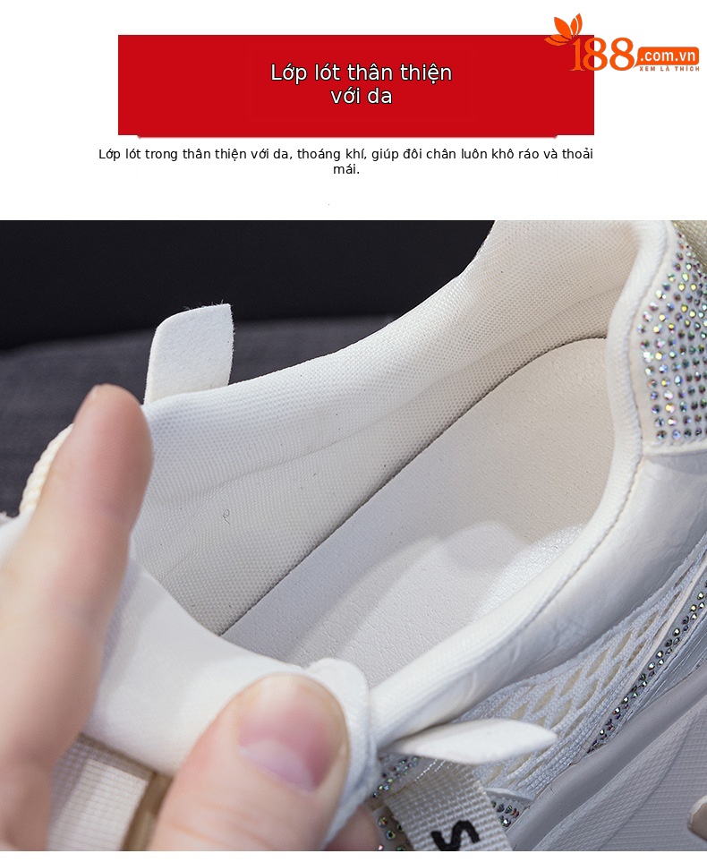 Giày sneaker nữ đế dày phong cách cổ điển phối lưới và da — Vàng lưới 5027-1, Đỏ da 5027, Xám lưới 5027-1, Đỏ lưới 5027-1 chi tiết 8