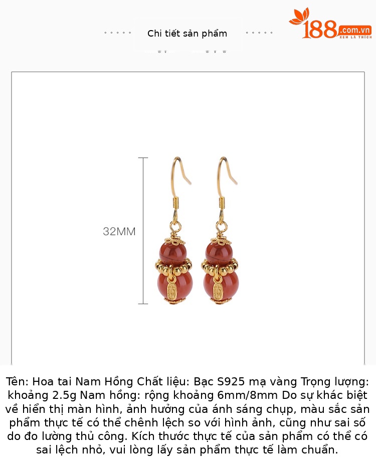 Dây chuyền bạc S925 mạ vàng mặt hồ lô đá mã não đỏ phong thủy may mắn — Cặp đôi chi tiết 2