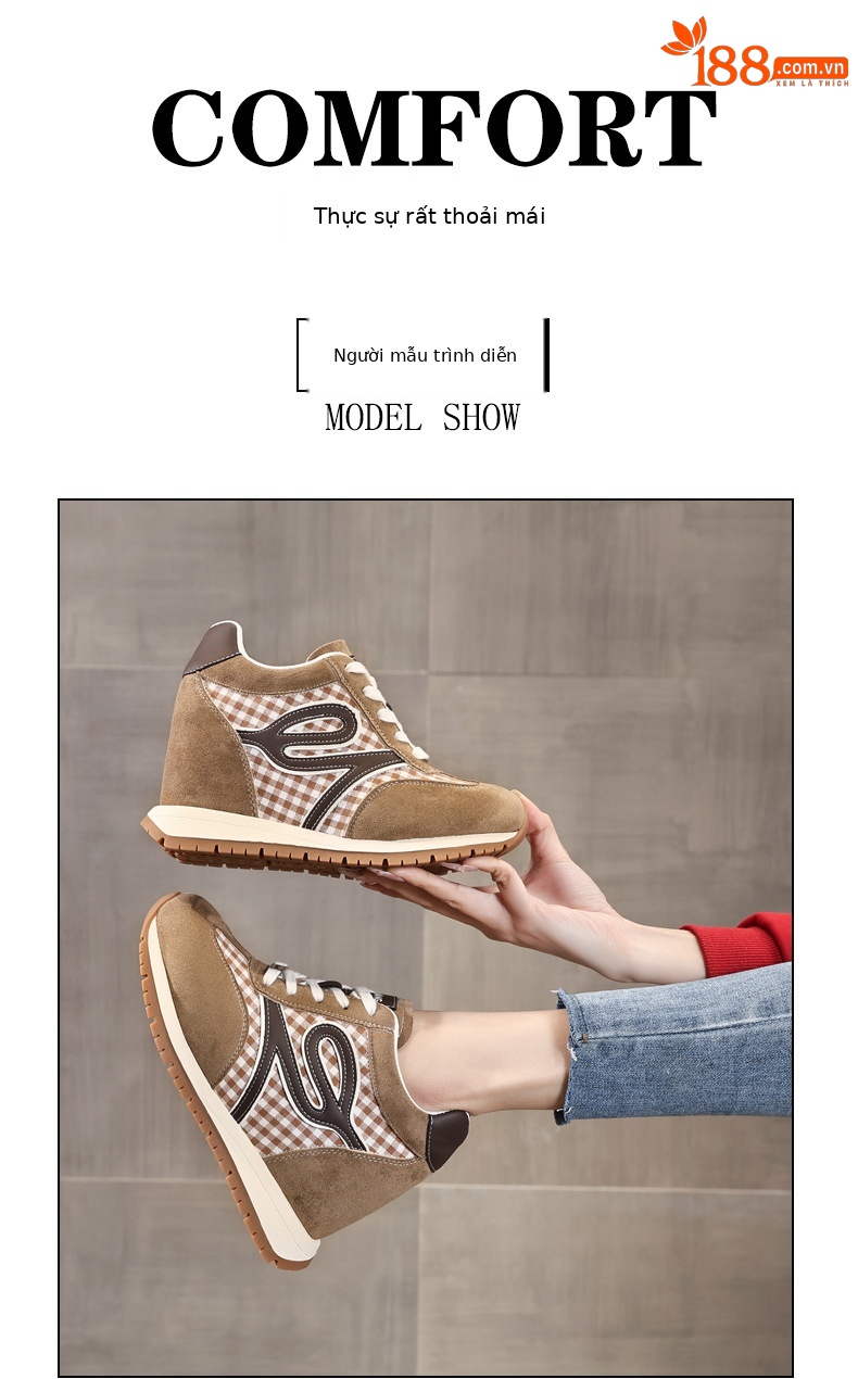 Giày sneaker nữ đế dày tăng chiều cao, phong cách thể thao giải trí — màu đen chi tiết 11