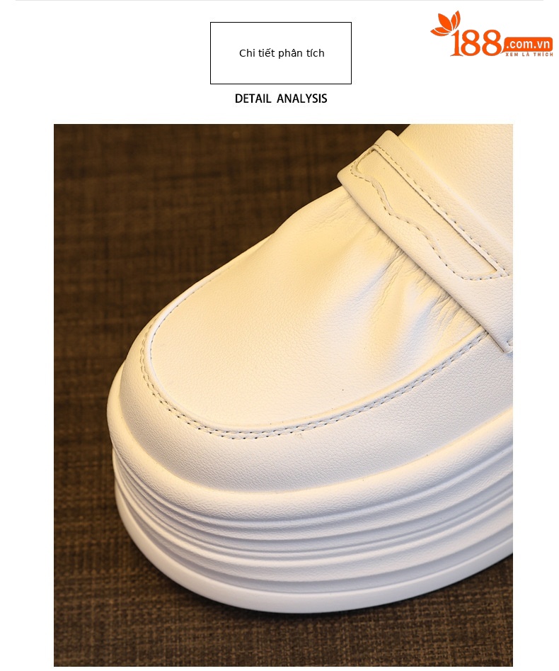 Giày sneaker nữ đế dày tăng chiều cao, phong cách thể thao trắng basic — màu trắng chi tiết 5