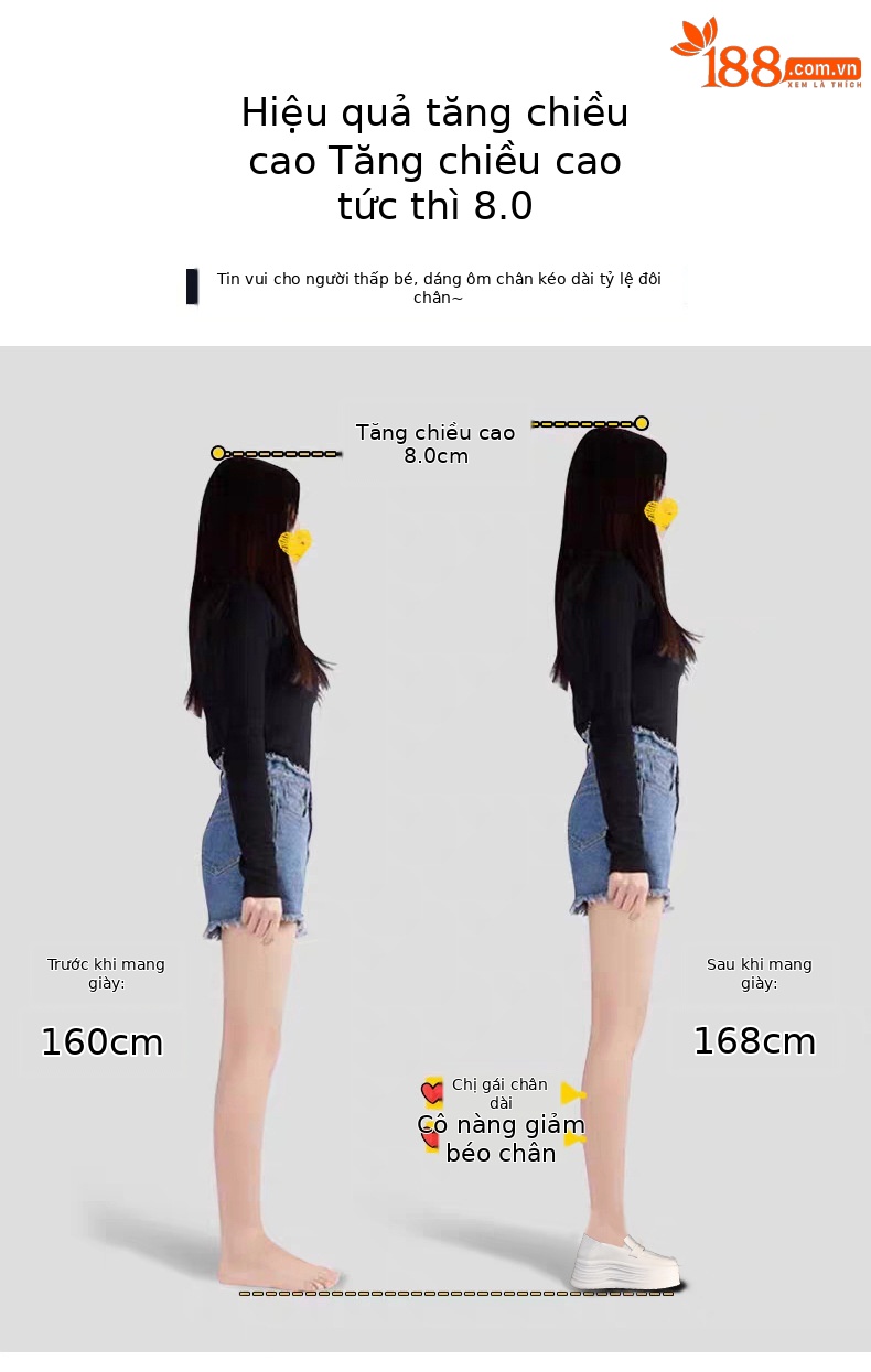 Giày sneaker nữ đế dày tăng chiều cao, phong cách thể thao trắng basic — màu trắng chi tiết 3