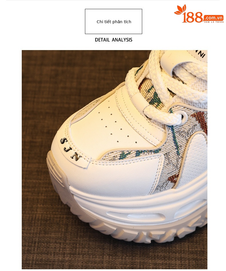 Giày sneaker nữ đế dày tăng chiều cao phong cách daddy — Trà sữa màu chi tiết 7