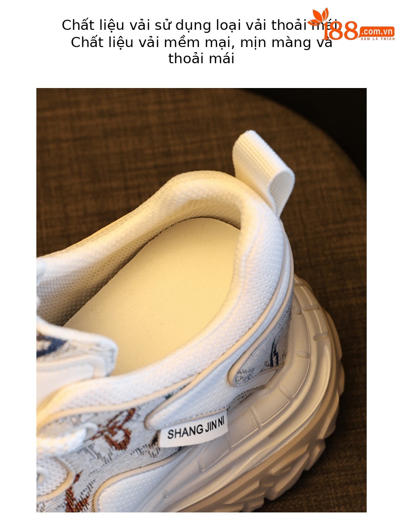 Giày sneaker nữ đế dày tăng chiều cao phong cách daddy — Trà sữa màu chi tiết 8