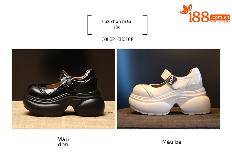 Giày Lolita nữ đế dày tăng chiều cao phong cách thời trang — màu be chi tiết 2