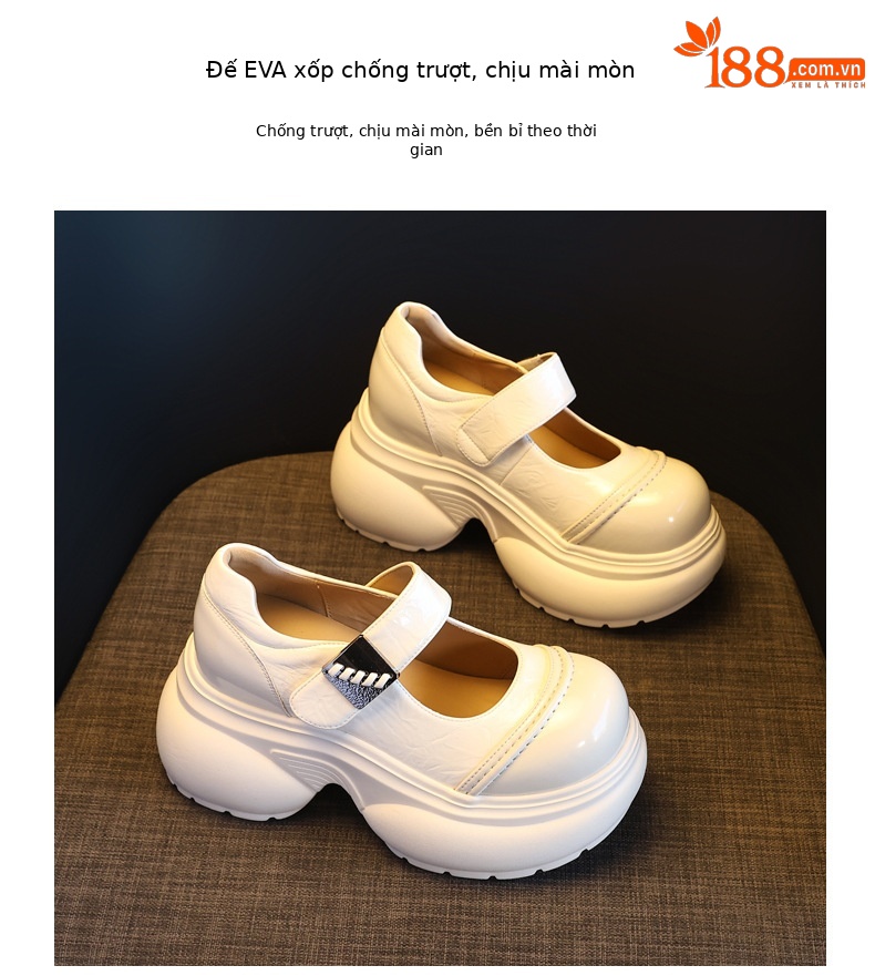 Giày Lolita nữ đế dày tăng chiều cao phong cách thời trang — màu be chi tiết 10
