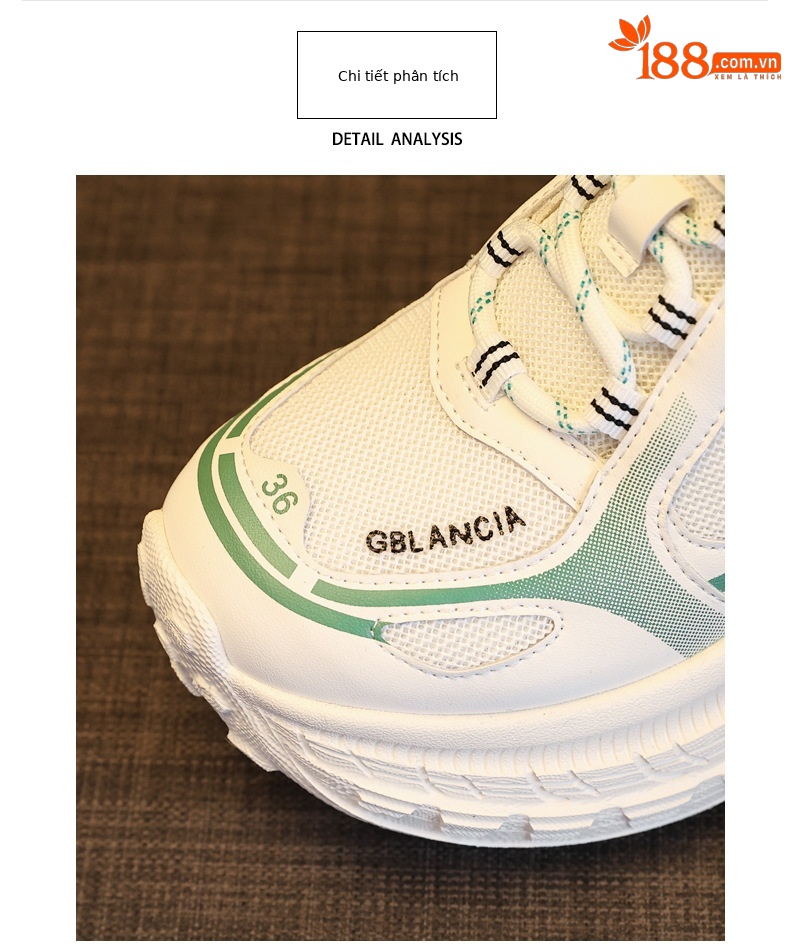 Giày sneaker nữ chunky đế dày lưới thoáng khí, tăng chiều cao bên trong — Xanh lá cây nhạtcolor chi tiết 7