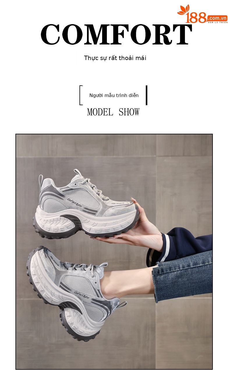 Giày sneaker nữ chunky đế dày lưới thoáng khí, tăng chiều cao bên trong — Xanh lá cây nhạtcolor chi tiết 11