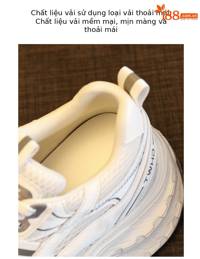Giày sneaker nữ chunky đế dày lưới thoáng khí tăng chiều cao — màu be chi tiết 7