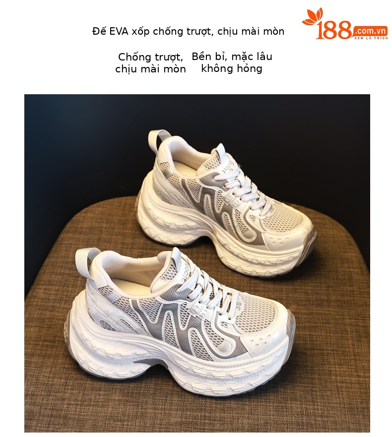 Giày sneaker nữ đế dày tăng chiều cao lưới thoáng khí phong cách thể thao — xanh lam chi tiết 10